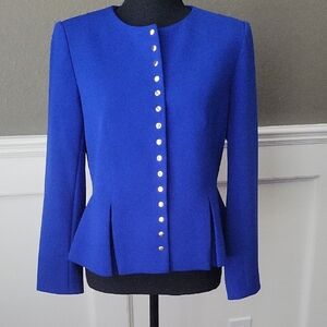 Calvin Klein Cobalt Blue Peplum Button Jacket